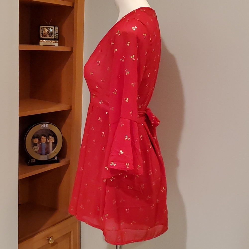 Triple F Red with Gold Cherries Shorts Romper - Picture 6 of 11